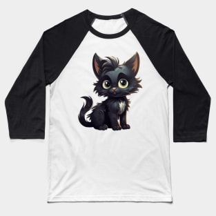 Black Kitty Cat Baseball T-Shirt